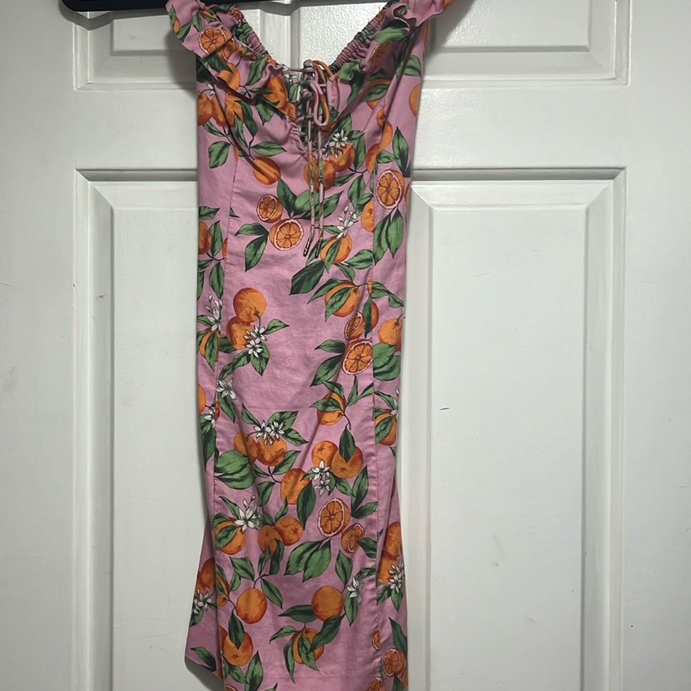 Orange ruffle mini dress🍊🌸